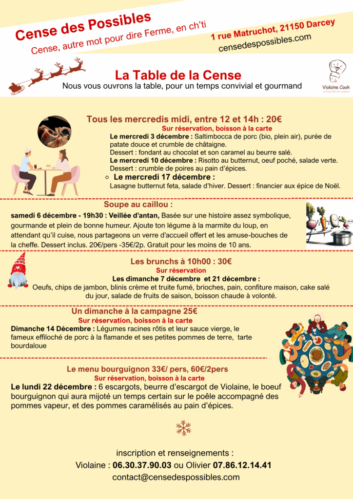 Au menu de la table de la Cense