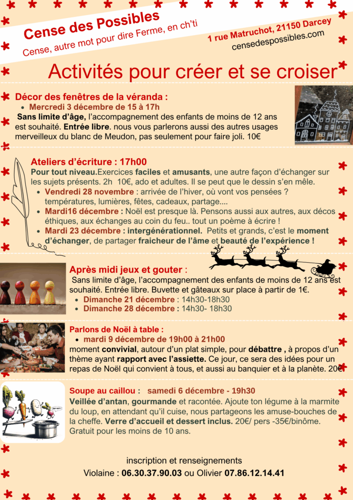 programme des activités pour créer et se croiser